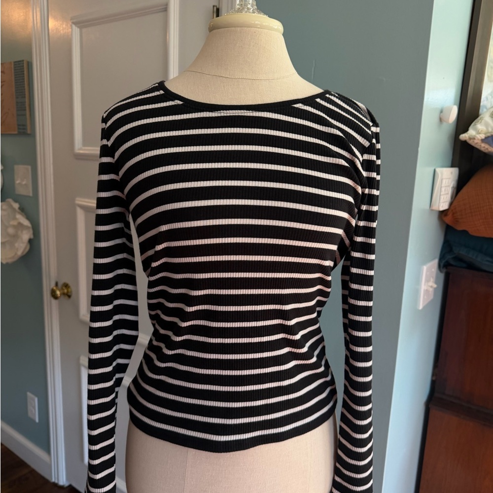 Black and White Striped Top